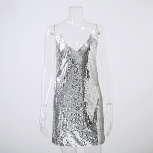 Silver Sequin Mini Dress - LOLLY LIPS