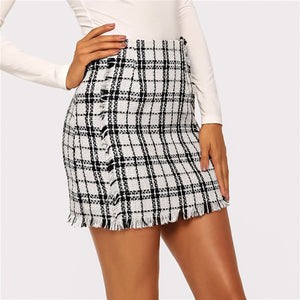 Plaid Tweed Skirt - LOLLY LIPS