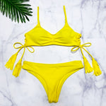 Yellow Lace Up Bikini - LOLLY LIPS